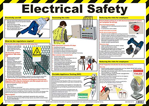 Safety First Aid Group Elektrische veiligheid Poster, Gelamineerd (A2)