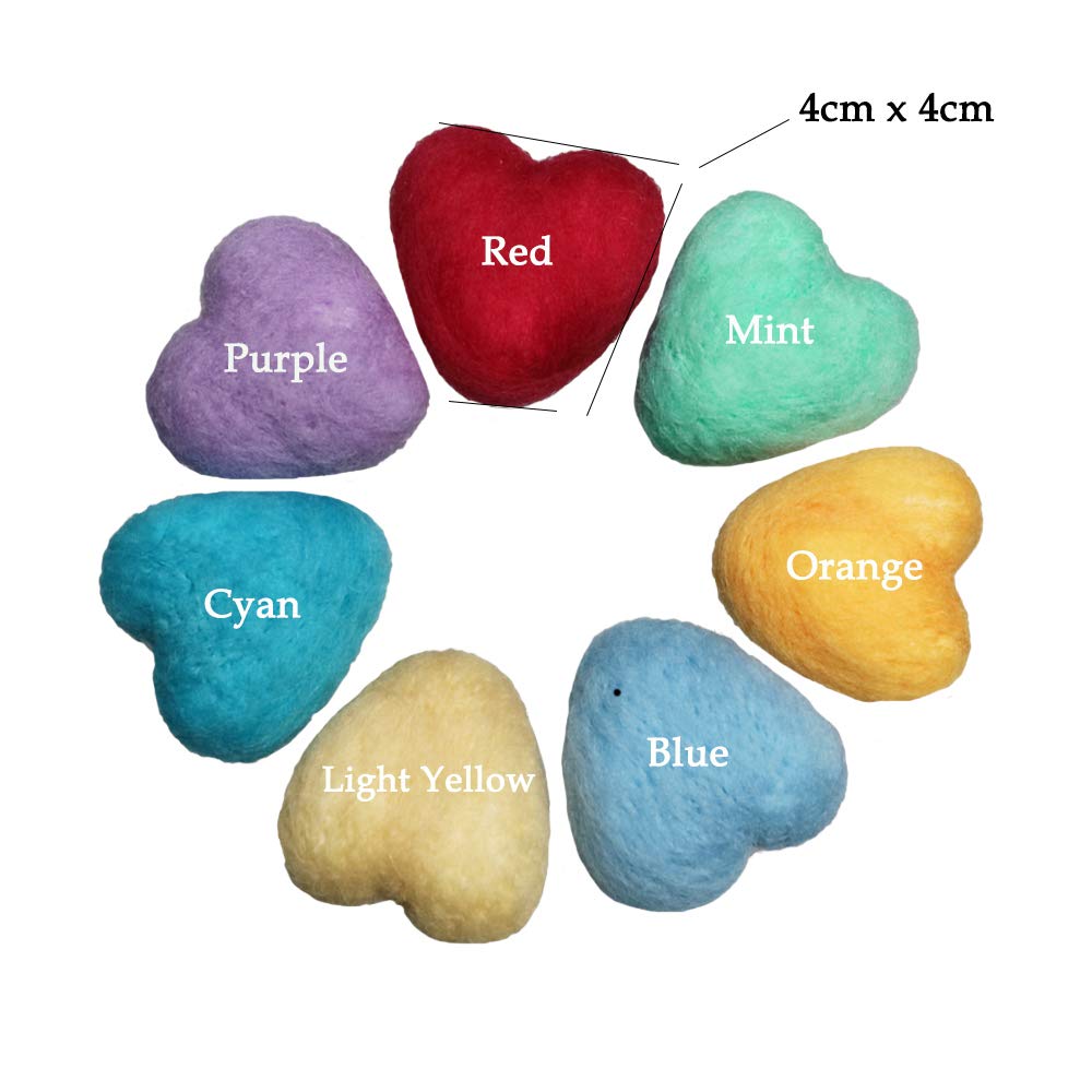 D&J DON&JUDY 7pcs Pack Newborn Handmade Wool Felt Heart Shape Photography Studio Prop (Rainbow?Heart-Shaped ?)
