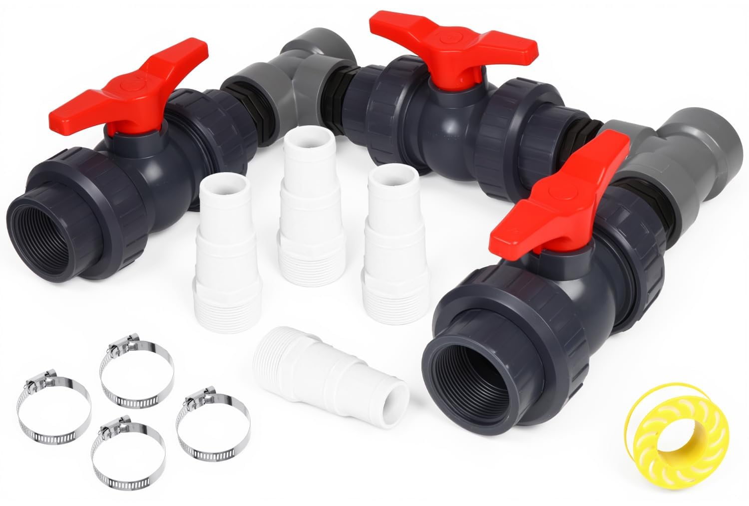 ZLLZPZD Pool Bypass Set 3-Way Valve for Pool Bypass Diameter 32/38 mm, Compatible with Heat Pump, Solar Heating & Sand Filter System, for Precise Control of Water Supply and Optimal Temperature