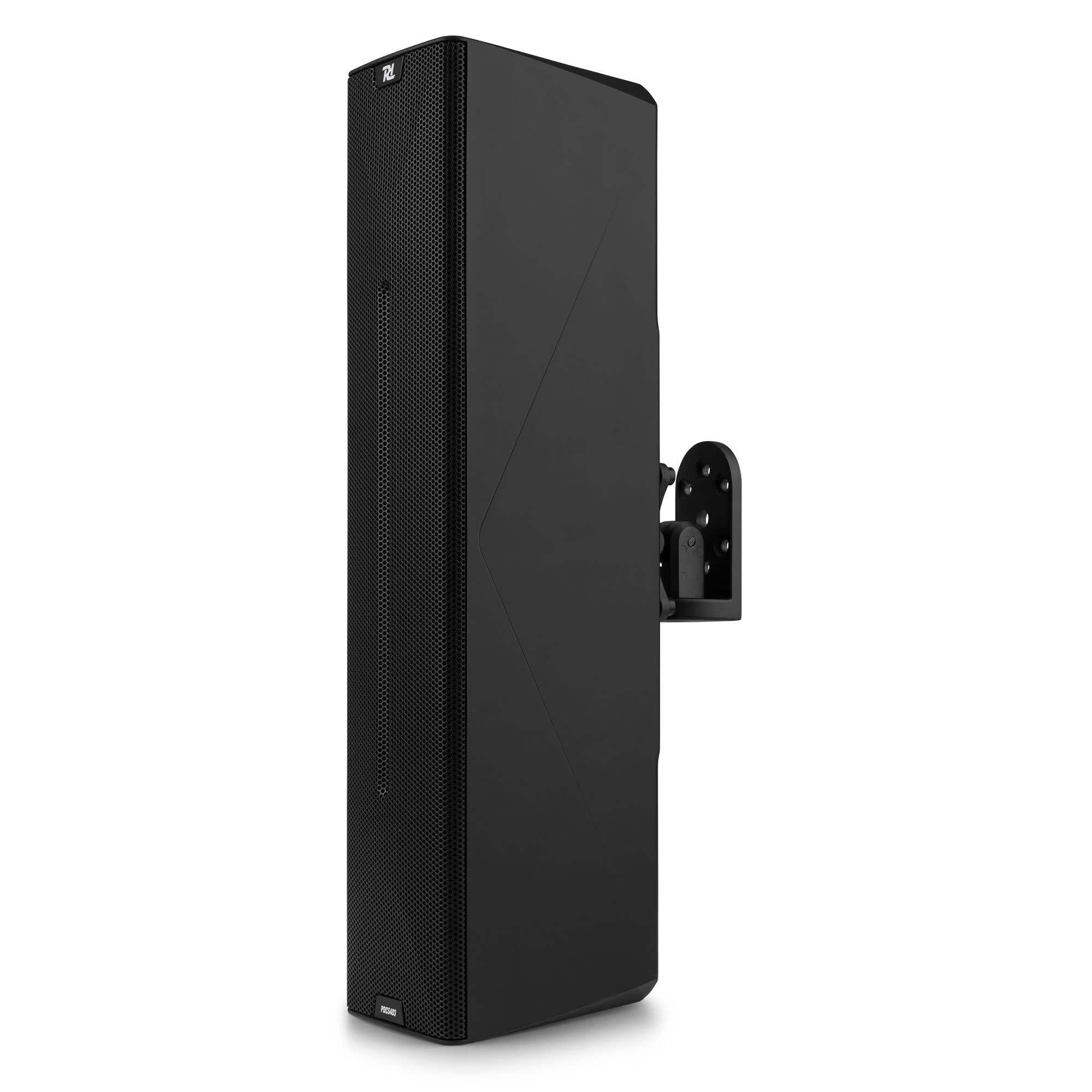 Power Dynamics PDCS403 - Altavoz Columna pasivo 260W IP44 para instalaciones Interiores y Exteriores, 4 woofers de 3” + 1 Tweeter de 1”, Carcasa ABS, Montaje Mural y Top-Hat para Soporte, Color Negro