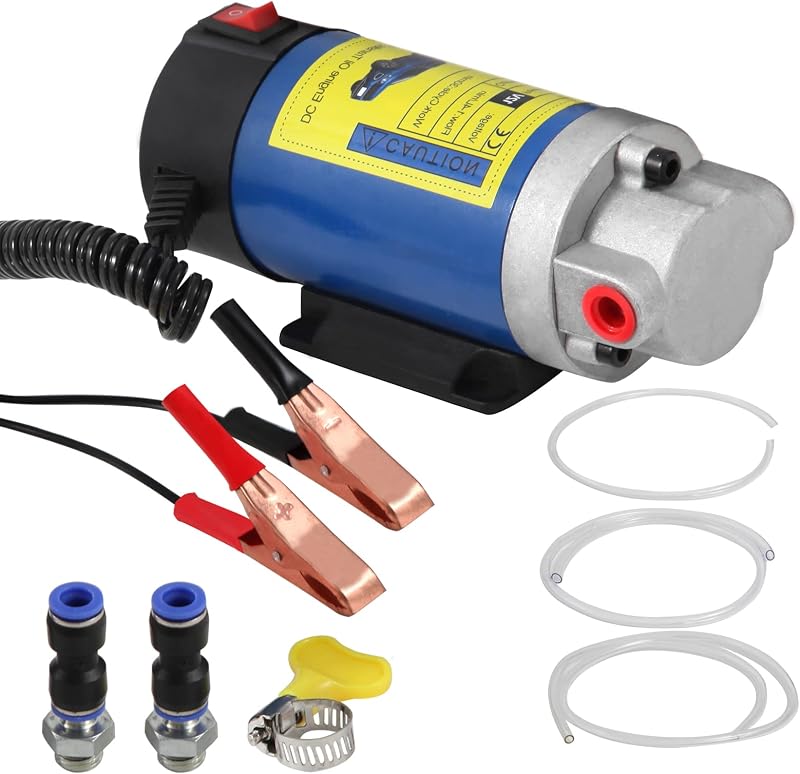 Bomba elétrica de óleo do motor Vevitts 12 V 100 W com autoescorva – Kit com mangueiras