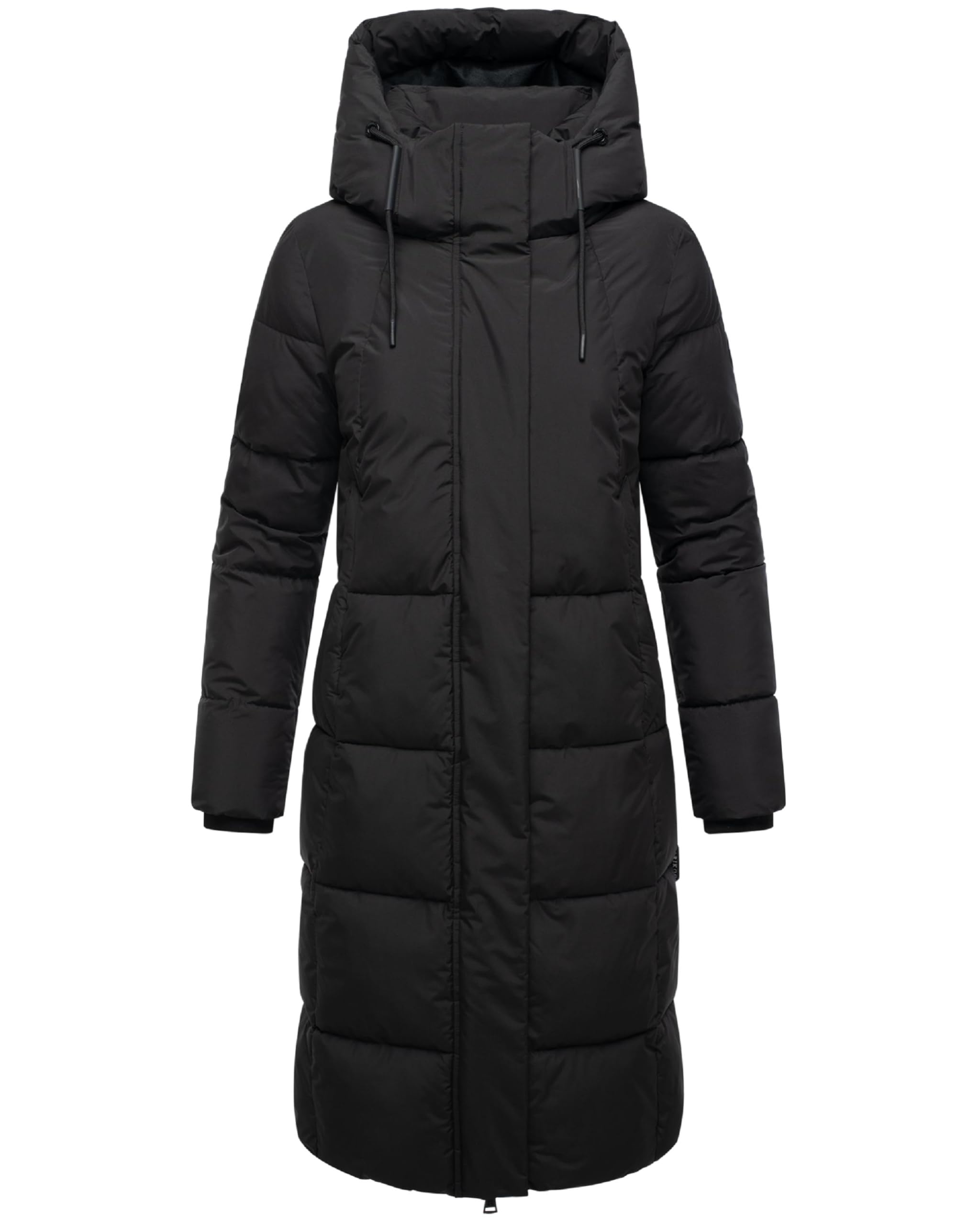 Marikoo Women's Black Chumanii Xvi Long Winter Coat Warm Quilted Coat With Removable Hood And Magnetic Details Xs-6Xl, Xs