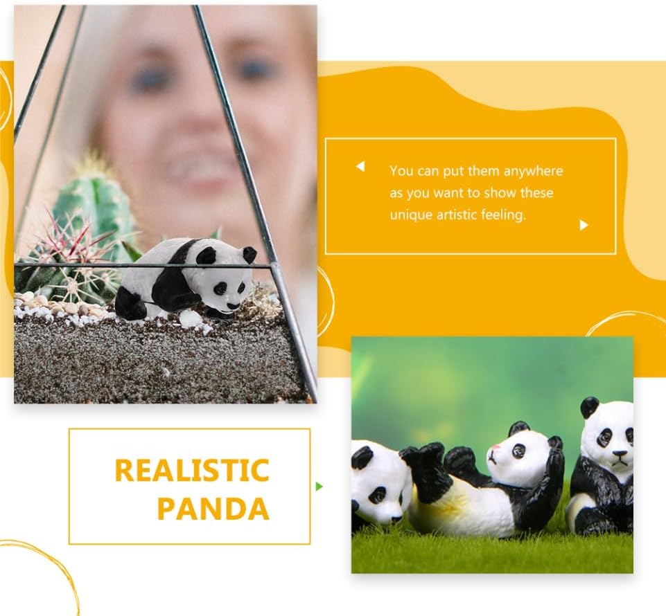 Miniatura 9 de MAGICLULU Adorno hecho a mano de panda, decoración de escritorio, decoración de invierno, adornos en miniatura, 4 piezas, figuras de pastel,