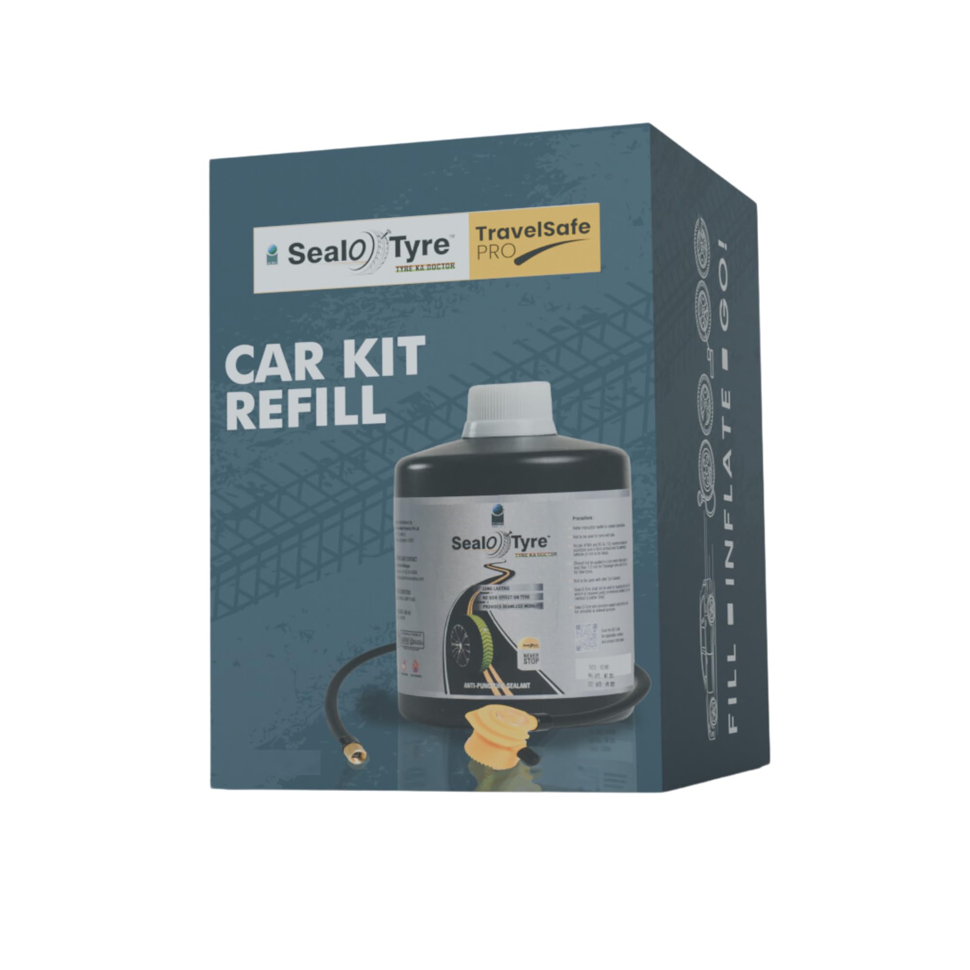 Seal-O-Tyre TravelSafe Pro Car Refill Sealant Bottle – 450ml | Tubeless Tyre Sealant | Anti-Puncture Auto Repair Gel for Car | Seal Proof Tyre Sealant (450ml)-image-2