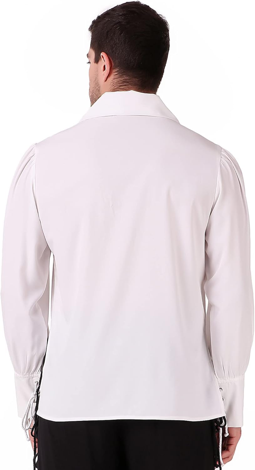 ThePirateDressing Pirate Gothic Renaissance Medieval Cosplay Costume Shirt C1562 [White] [Large] - Image 3