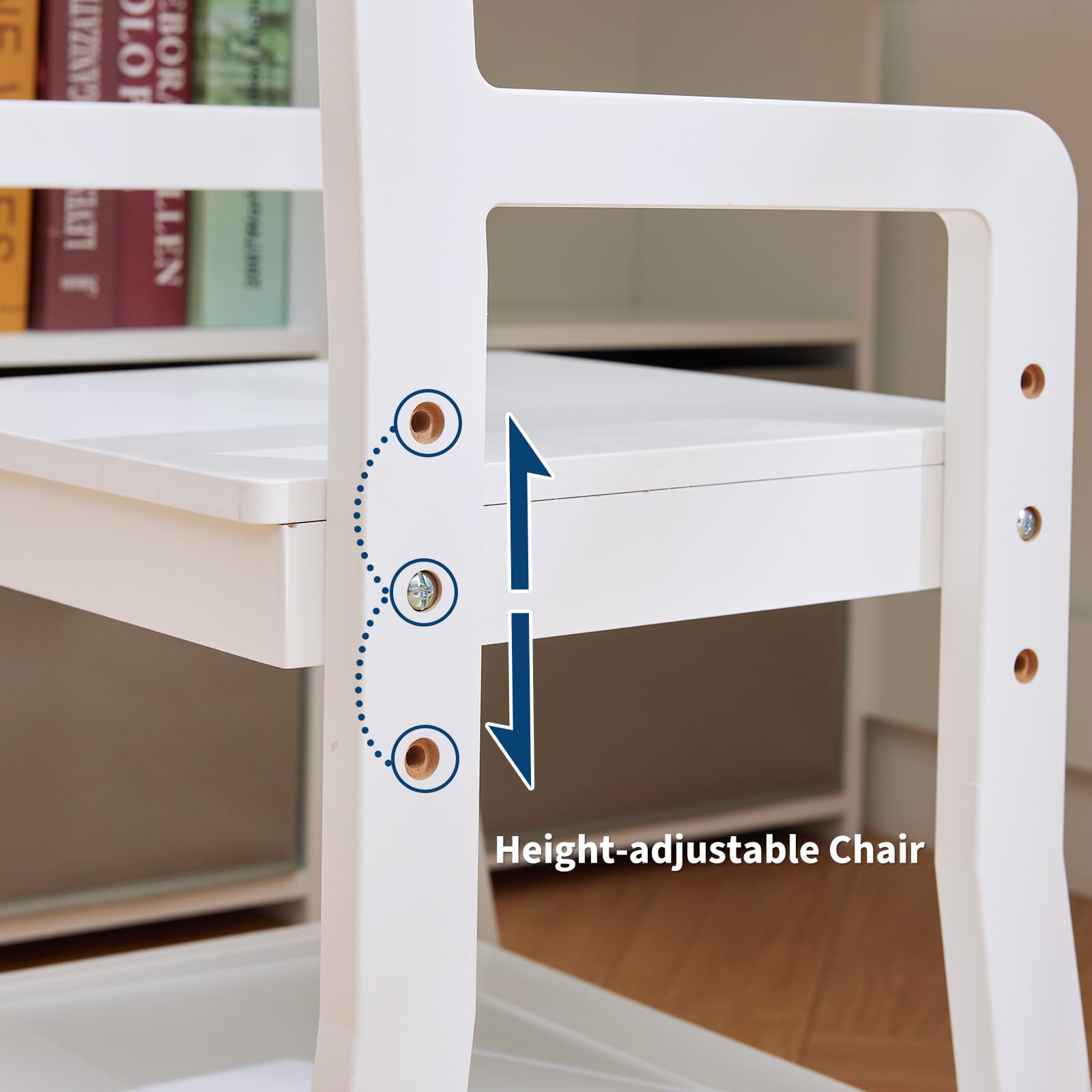 Kinderschreibtisch Set, Schreibtisch Kinder Mit Stuhl Aus Holz, Schülerschreibtisch Mit Bücherregal, Schrank & Pinnwand, Jugendschreibtisch Für Kinder Ab 3 Jahren, Weiß