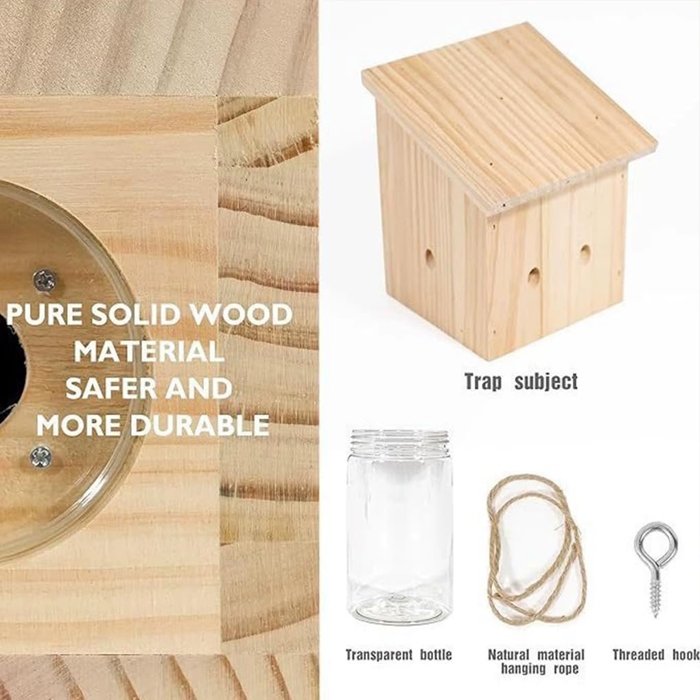 Trampa para Abejas carpinteras con Caja Fuerte Desmontable. Atrae a Las Abejas carpinteras con Cebo. Trampas Colgantes Naturales Estilo Loft, B