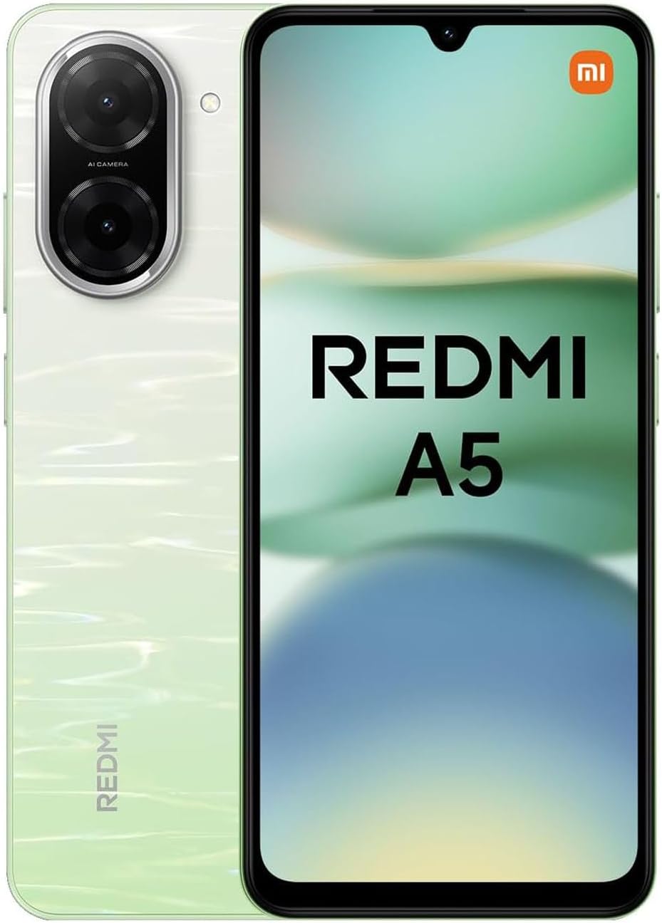 XIAOMI Redmi A5 Smartphone, 4 + 128 GB, zielony, superwyraźny aparat AI 32MP, akumulator 5200 mAh, wydajny procesor Octa-Core, wciągający wyświetlacz 6,88\