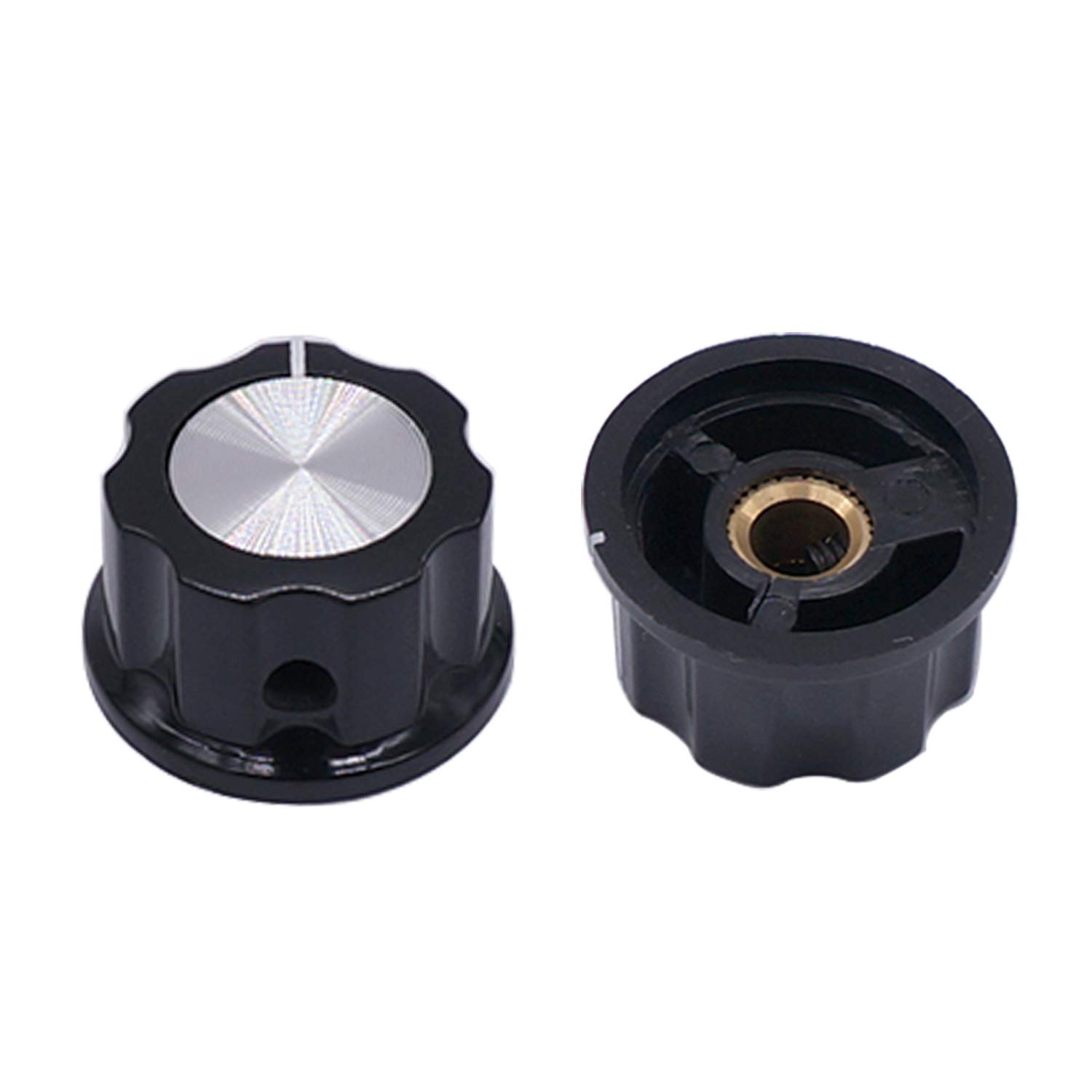 Taiss 10pcs Potentiometer Knob Silver Tone Top Rotary Knobs for 4 mm Dia. Shaft,Top Diameter: 16mm Black A01-4mm