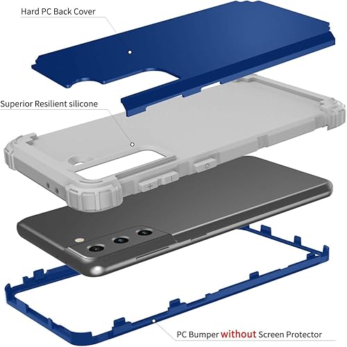 Miniatura 3 de Asuwish Funda de teléfono para Samsung Galaxy S21 FE 5G cubierta dura a prueba de golpes de silicona suave parachoques híbrido de tres capas agarre