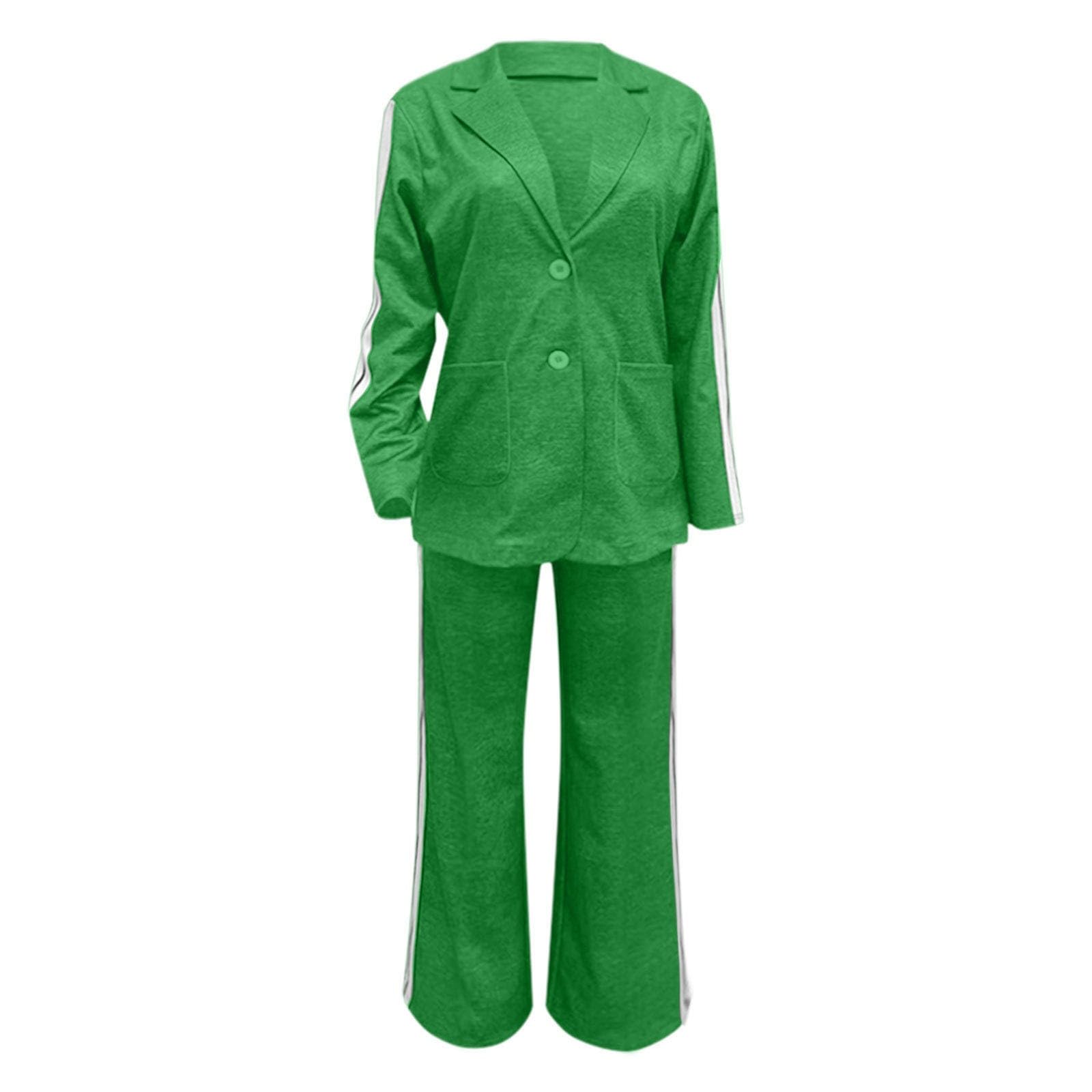 Ensemble deux pièces élégant et décontracté, composé d'un pantalon de travail à manches longues et revers cranté.