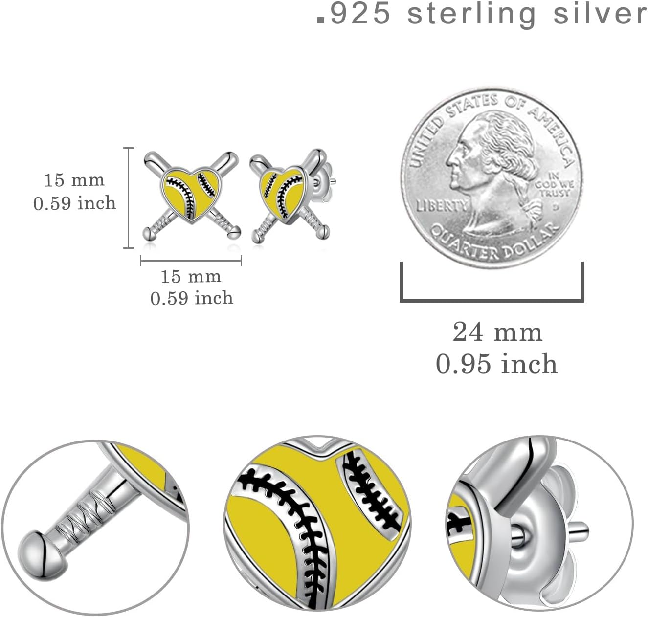 Softball Earrings 925 Sterling Silver Softball Stud Earrings for Women Softball Jewelry Gifts for Women Softball Players Team - Image 6