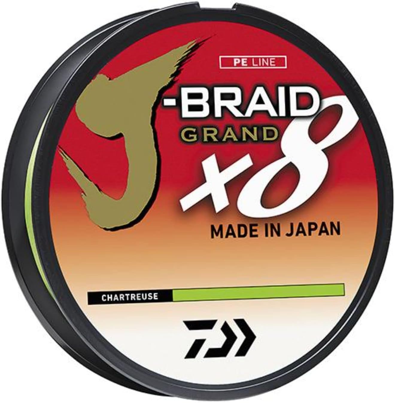 DaiwaJ-Braid Grand X8, Filler Spool, Chartreuse, Mono Dia.= 12lb.