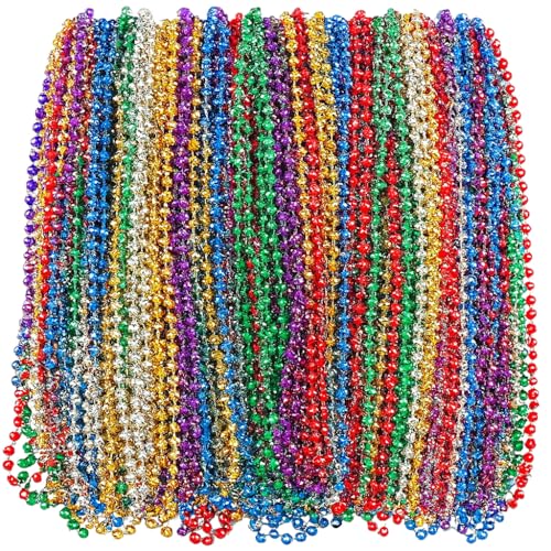 Oojami Mardi Gras Beads Necklaces - 33" Assorted Colors Beaded Necklaces for Mardi Gras, Carnival, Pirate Parties, Masquerade and Christmas, Bulk Parade Throws and Party Favors for Men and Women3