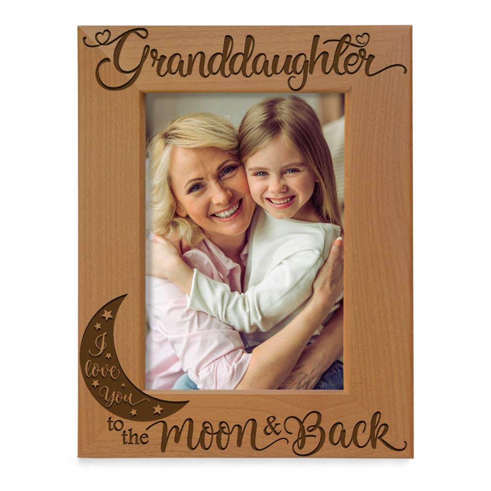 Kate Posh Granddaughter I Love You to The Moon and Back Engraved Wood Frame