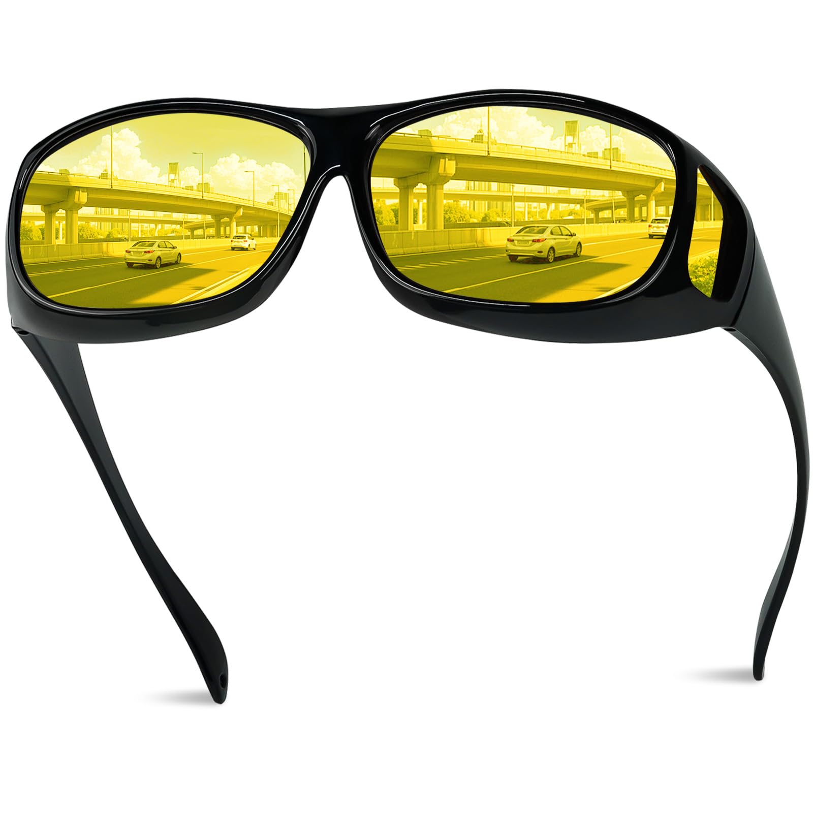 Night Driving Glasses Fit Over Glasses Anti Glare Polarized Clip On Polarized Yellow Clip-Ons for Night Driving Vision main image 4