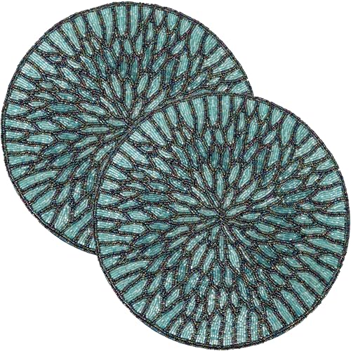 Beaded Placemats for Dining Table, 13 Inches Placemat Set of