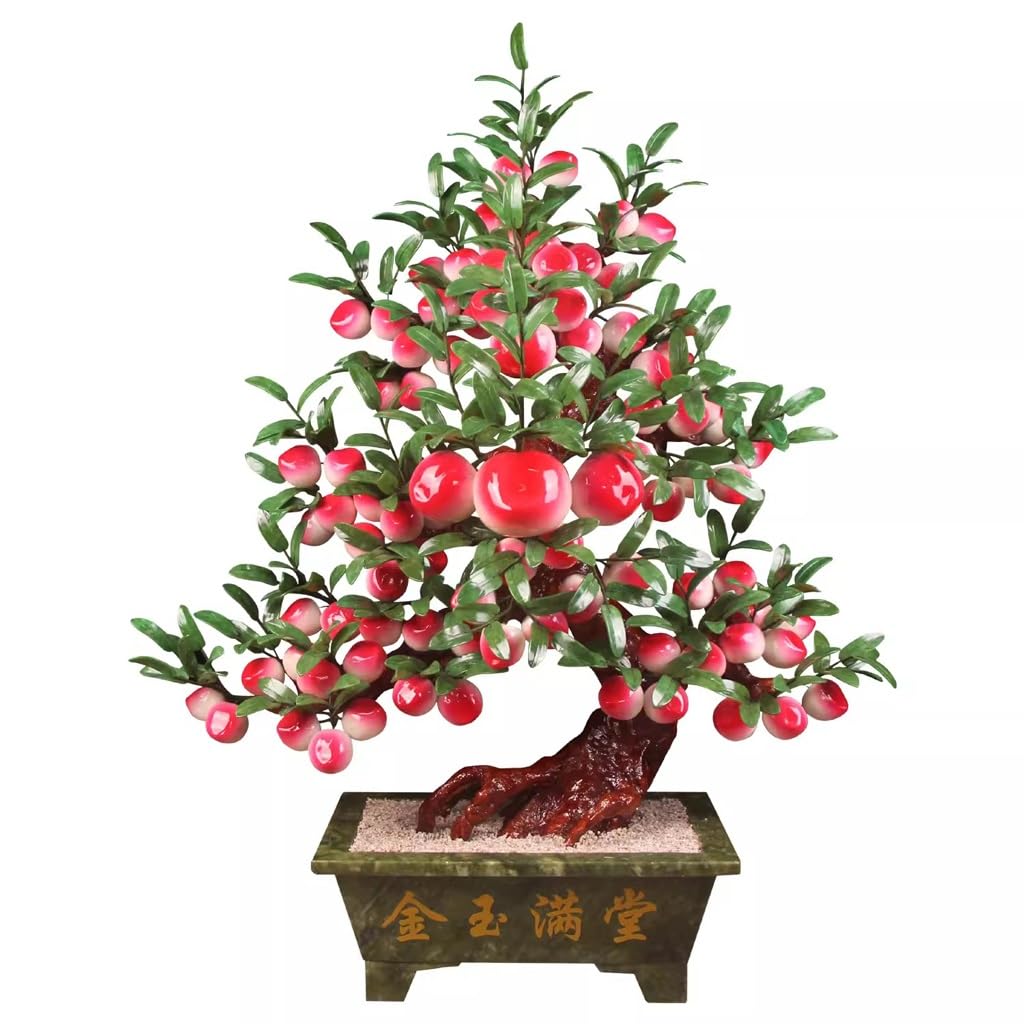 WDSOPK Artificial Plants Indoor Jade Carving Peach Tree Large Jade Peach Tree Bonsai Living Room Home Accessories Crafts Plant Company Decoration Plants Decor