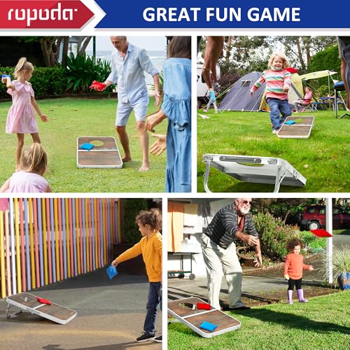 Image of ROPODA Portable Cornhole Board Set,24x16 / 30x20in Corn Hole Games for Adults with 8 Bean Bags, Lightweight Aluminum Alloy Edging Cornhole Set for Outdoor Games, Beach and Tailgates