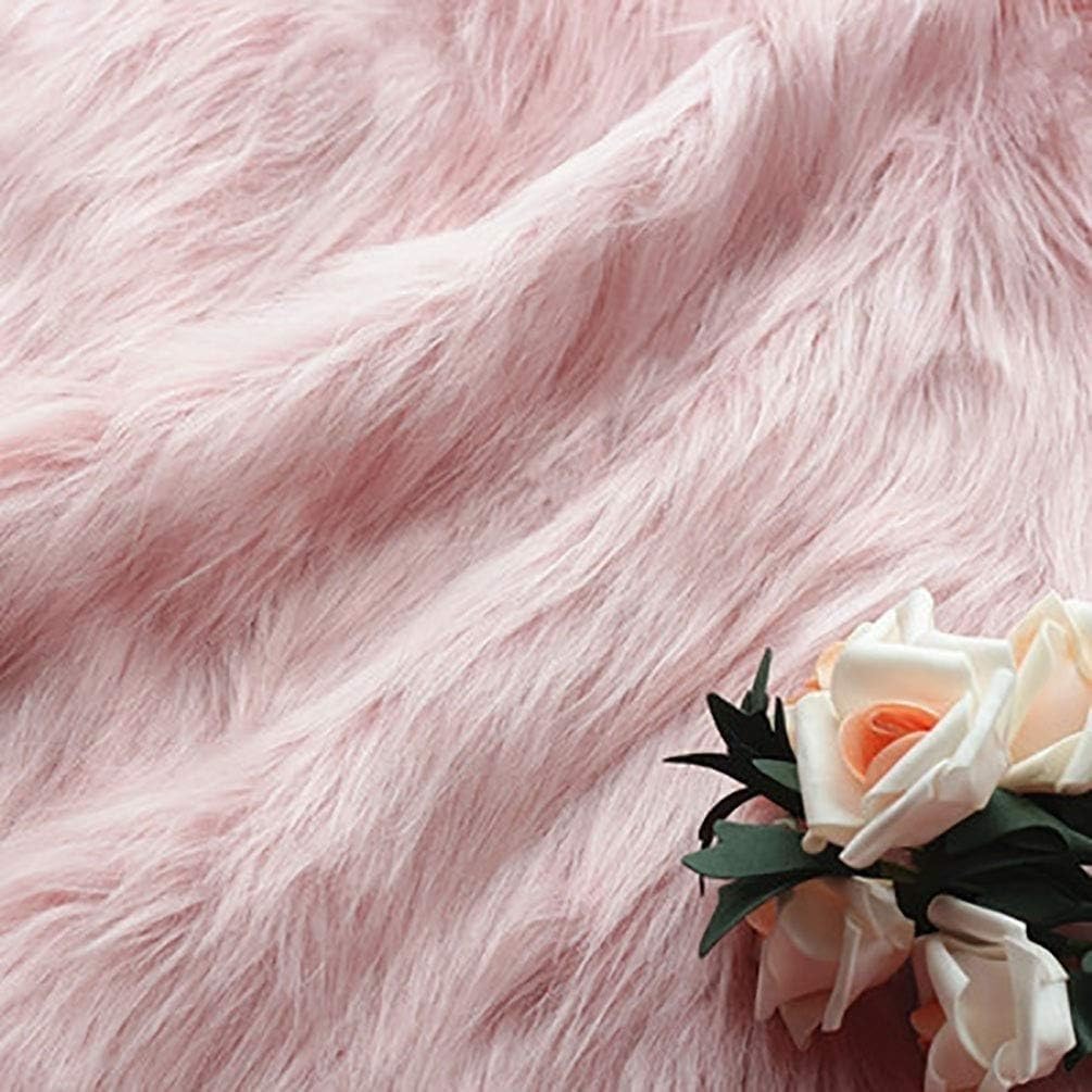 Materiał z długim włosiem ze sztucznego futra, Tkanina ze sztucznego futra. Puszysta tkanina(Pink)
