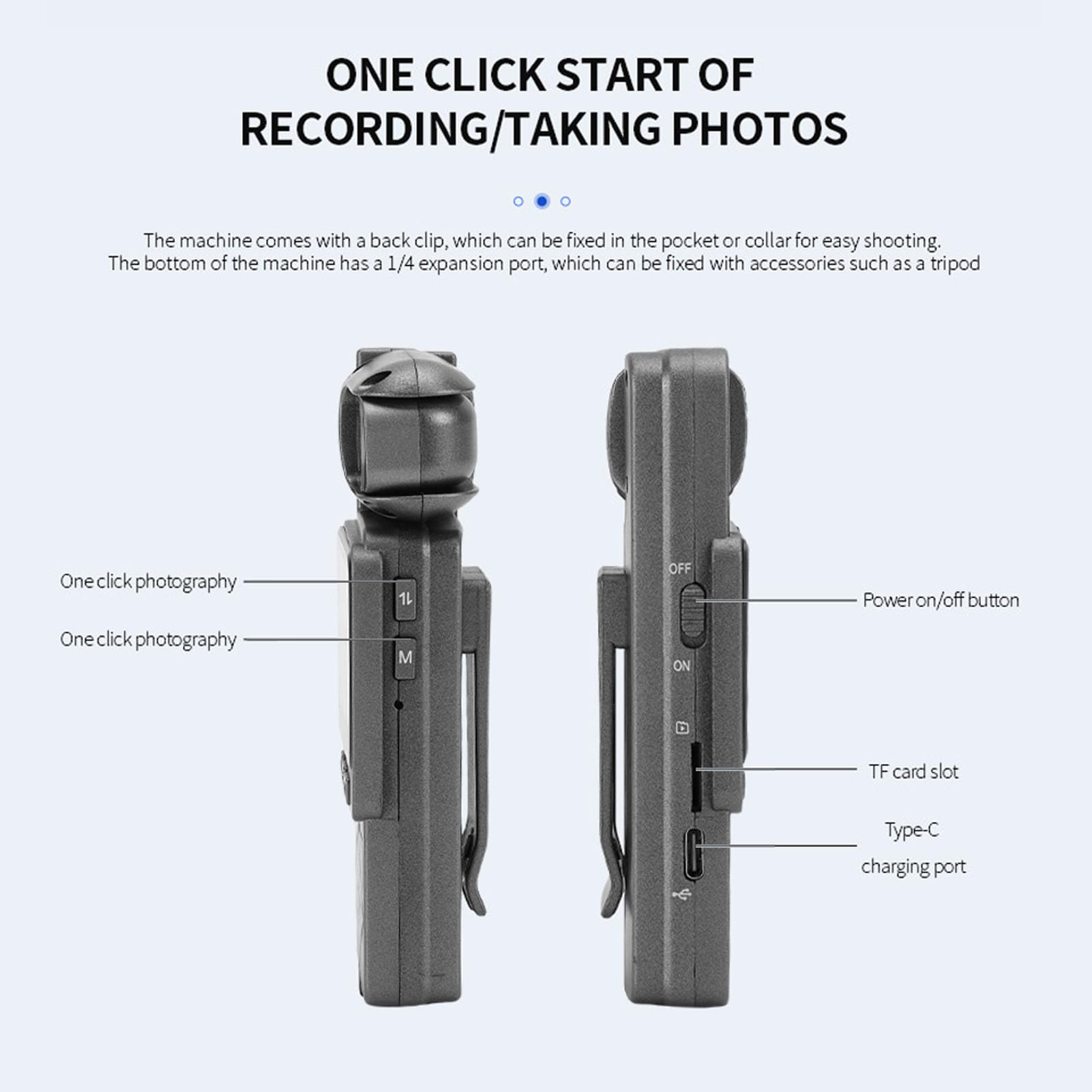Action Camera, Videocamera Tascabile per Ciclismo Videoregistratore per Ciclismo Azione Sportiva Equitazione Motion Cam Dispositivo di Registrazione Vlog HD Portatile (64G)