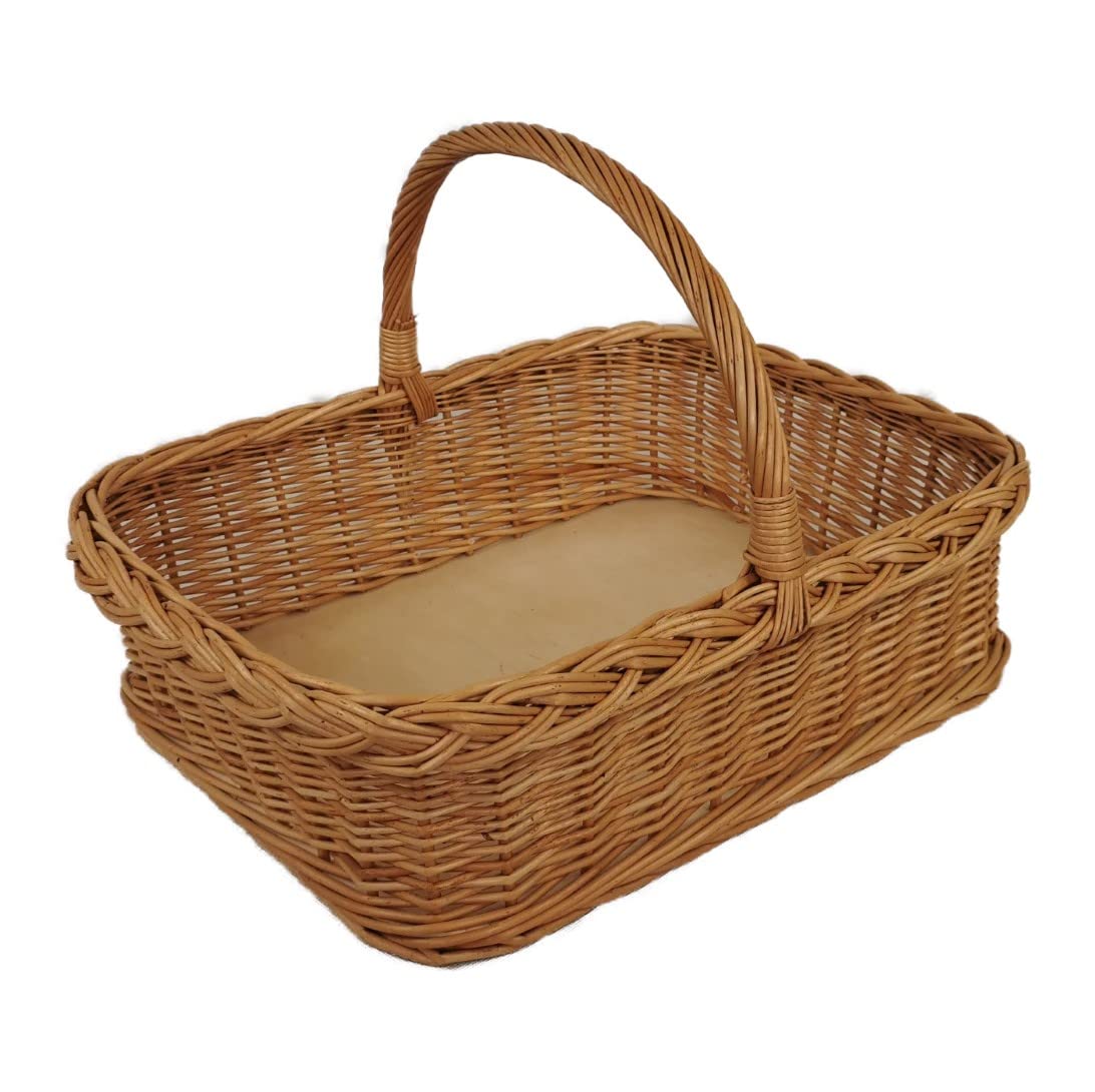 Weidentablett mit Henkel Braun Natur Rechteckig ca. 52x40x35 cm