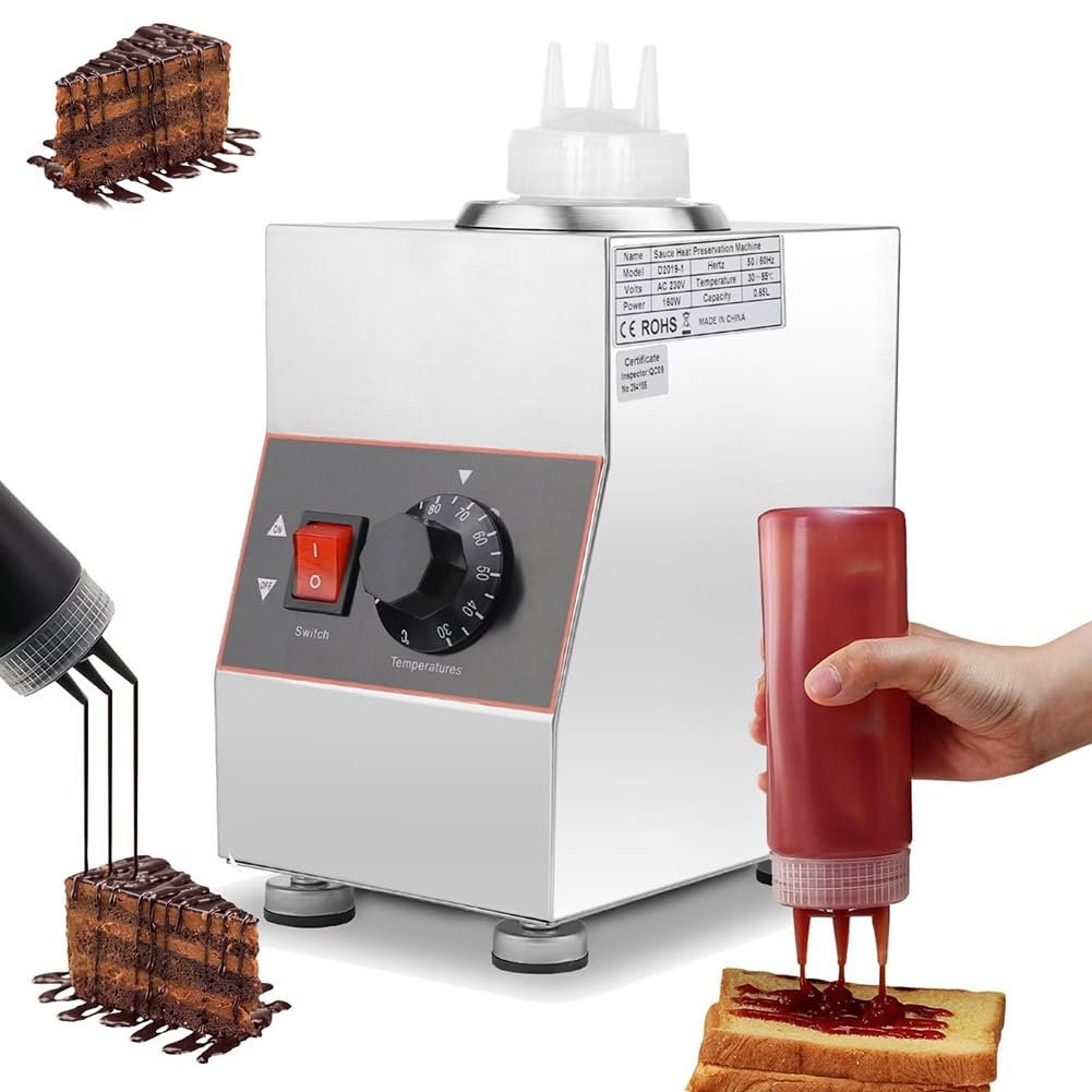 JKJZSALJ Electric Food Sauce Dispenser Heater, 4 Grids Commercial Warmers With 650Ml Bottles, 30-85℃ Jam Sauce Warmer For Hot Fudge,1Grid
