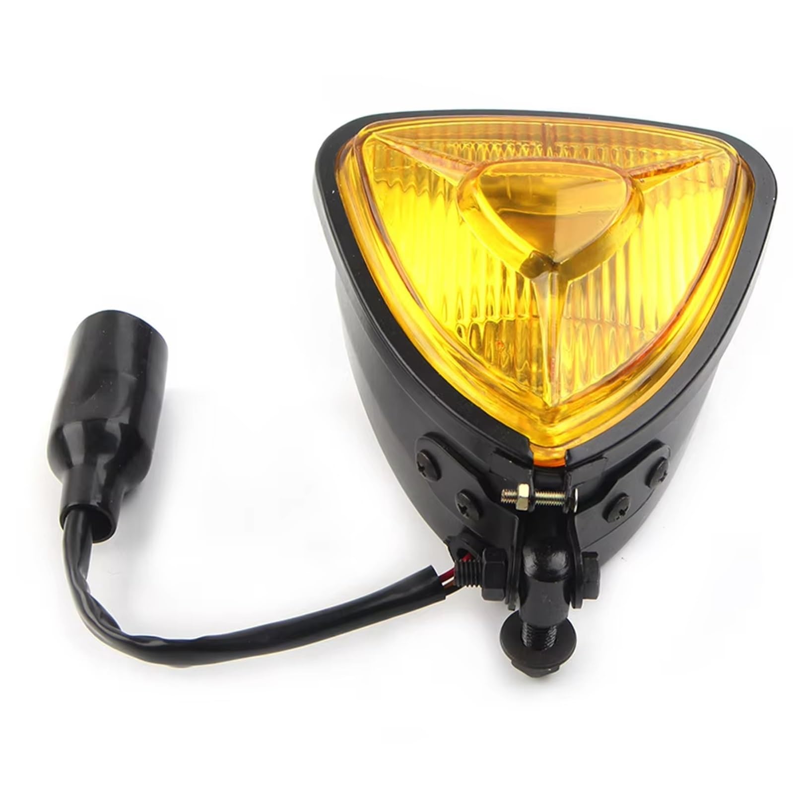 Feux Avant Moto pour Chopper pour Bobber pour Custom pour Cafe pour Racer Phare Avant Triangulaire 12 V pour Moto Phare Avant Moto(Amber)