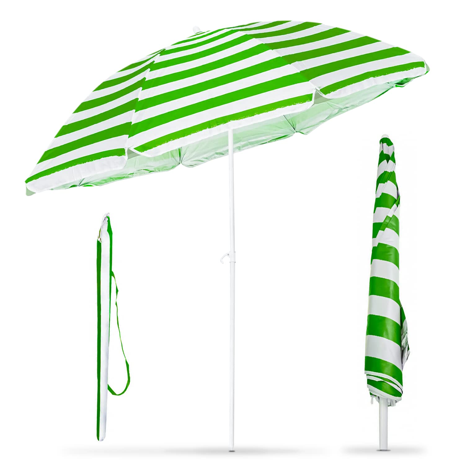 Crystals Green 1.7M Garden Parasol Outdoor Tilt Umbrella, Parasol Uv Canopy Patio Sun Shade Umbrella For Garden (Green)