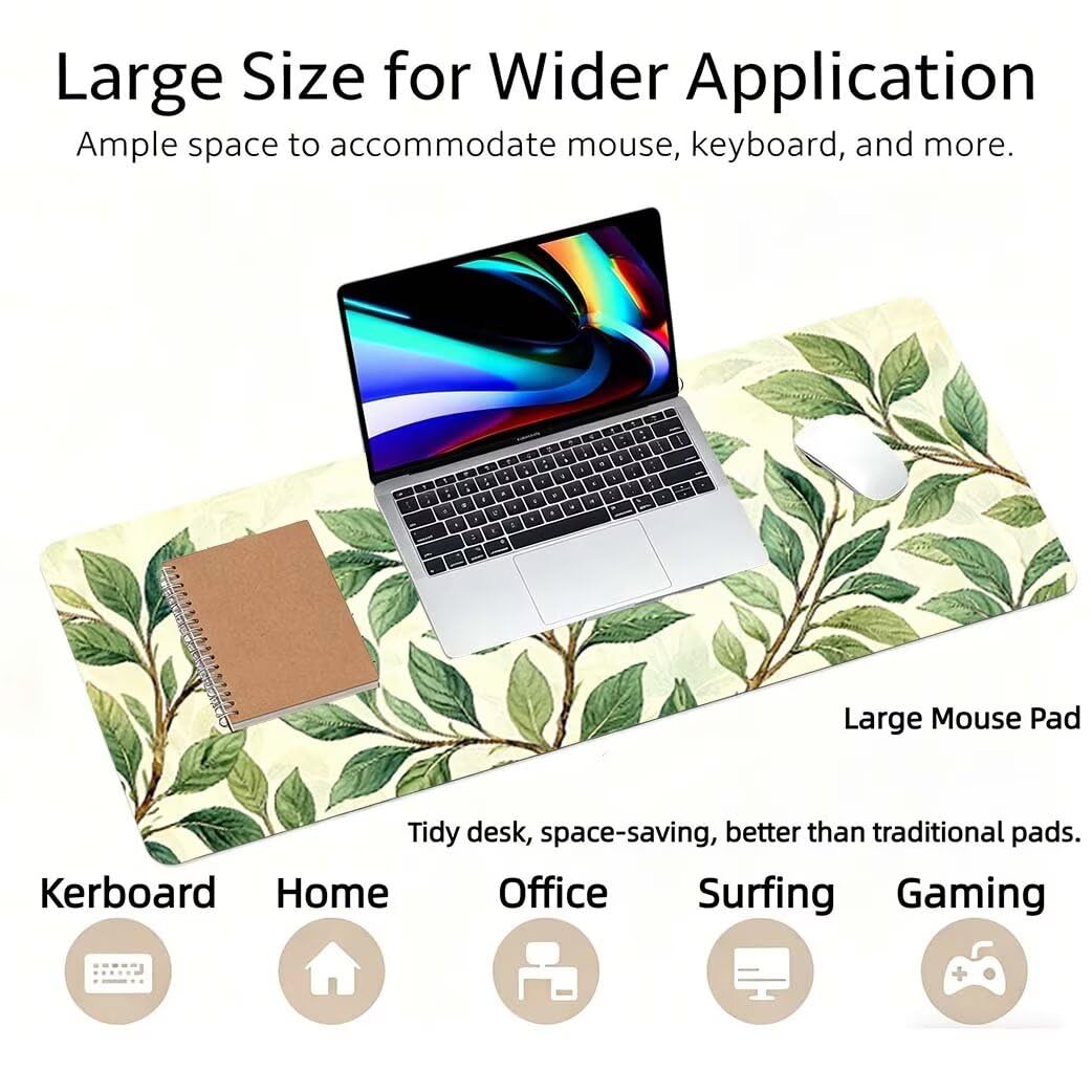 Lpfieonn Wald Großes Schreibtischunterlage, XXL Schreibtischunterlagen, Weiß XXL Wasserdicht Gaming Mousepad mit Vernähter Rand und Rutschfeste Gummibasis, für Laptop/Hause/Büro 120x60cm PF-3309
