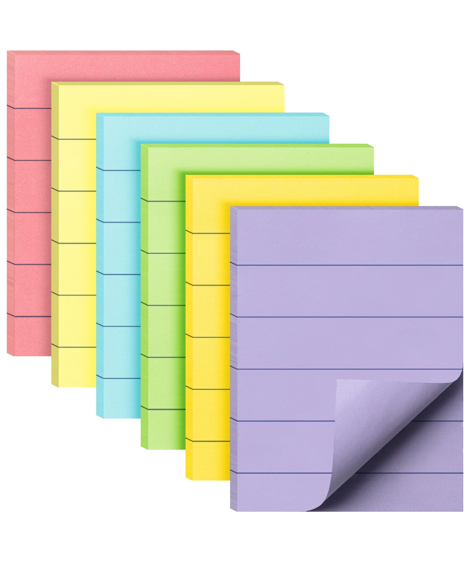Mr. Pen Lined Sticky Notes - 1.5" x 2", 6 Pads, 60 Sheets, Vibrant Colors