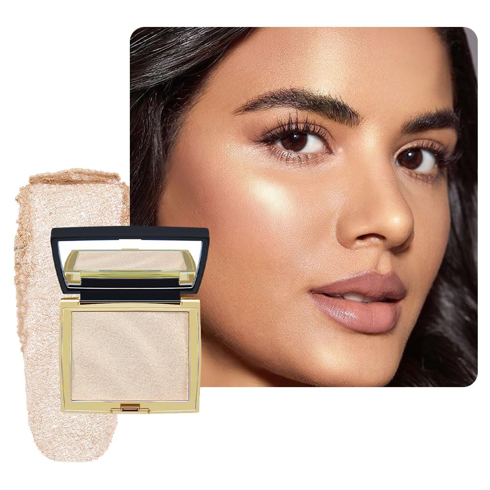 Champagne Gold Shimmer Glitter Highlighter Highlight Makeup Contour Powder,Glitter Face Illuminator Highlighter, Illuminator Make Up (Champagne Gold Shimmer)