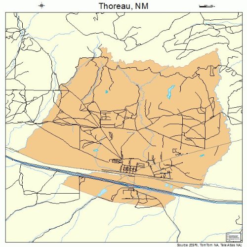Large Street & Road Map of Thoreau, New Mexico NM Printed poster size