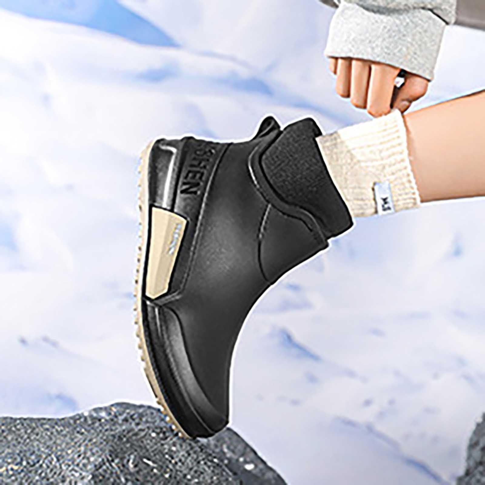 Generisch Stivali Invernali Donna,Moda Pioggia Scarpe Elegante Breve Caviglia Slip Stivali In Gomma Versatile Coppia di Scarpe All'aperto Con Solido
