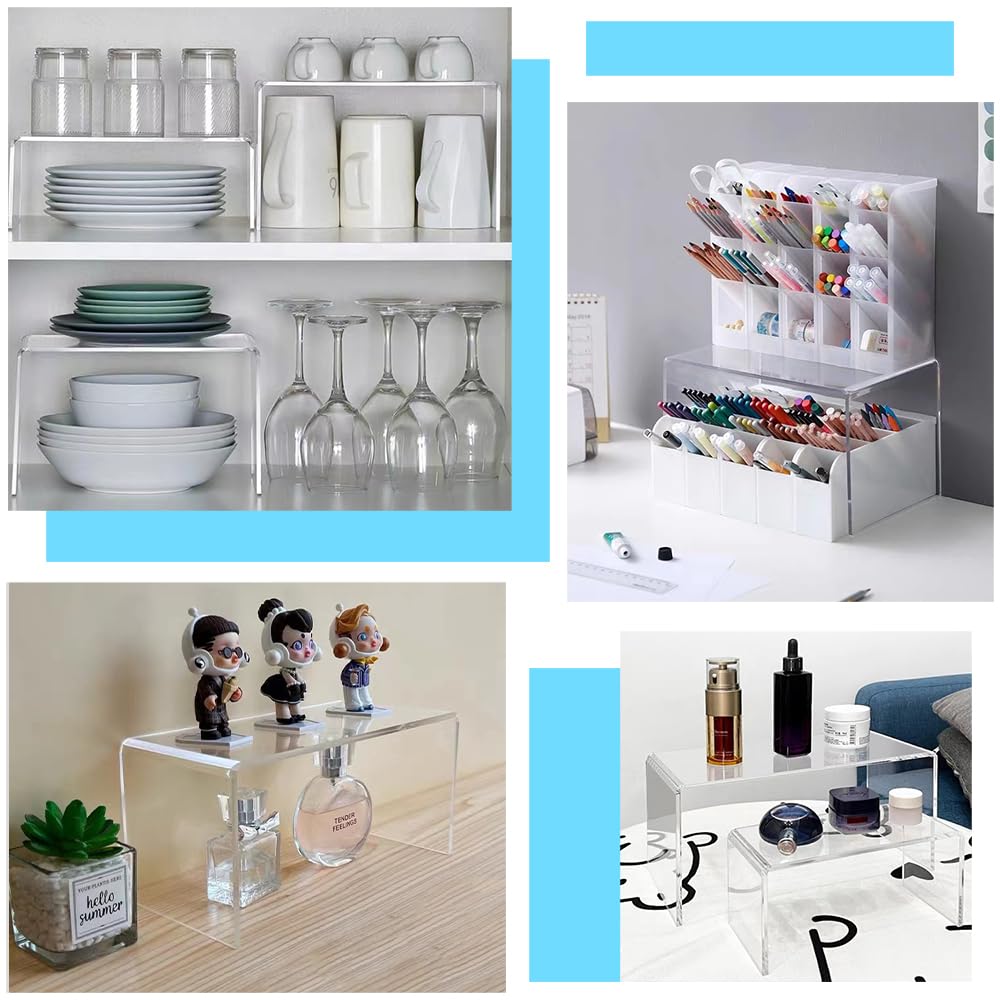 Set di 8 espositori in acrilico con ripiani in cristallo, espositore per cupcake, dessert, caramelle, bambole, profumi, action figure (grandi dimensioni, 8 pezzi)