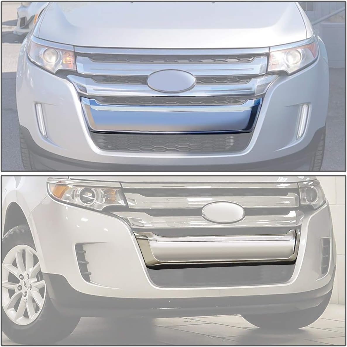 DNA Motoring ZTL-Y-0159 OE Style Front Lower Bumper Grille Moulding Replacement Compatible with 11-14 Ford Edge, Metallic