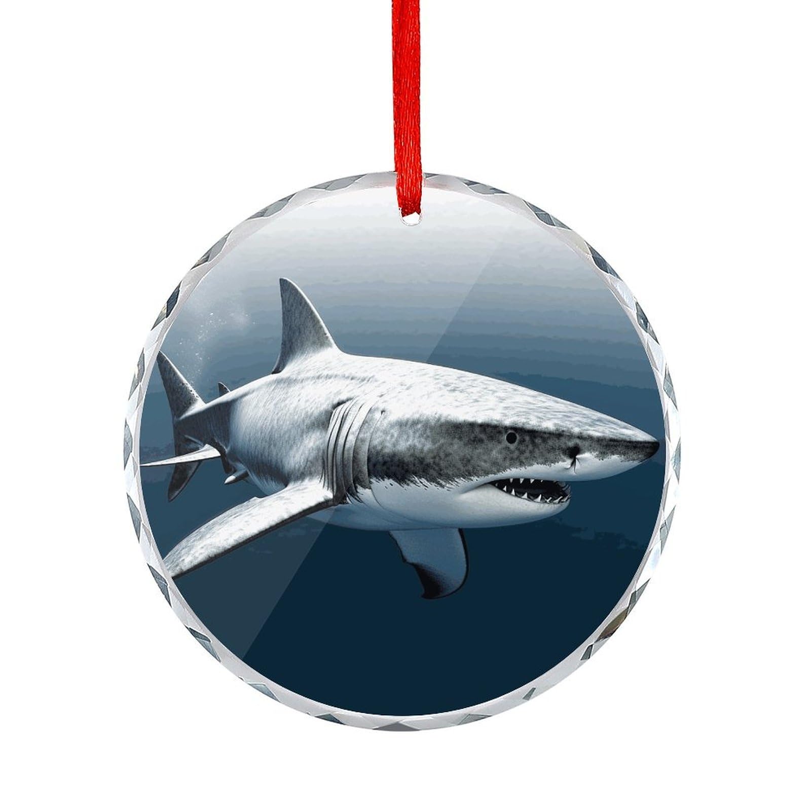 Btcowzrv Style 3D Shark Fish Round Ornament Hanging Pendant Decor