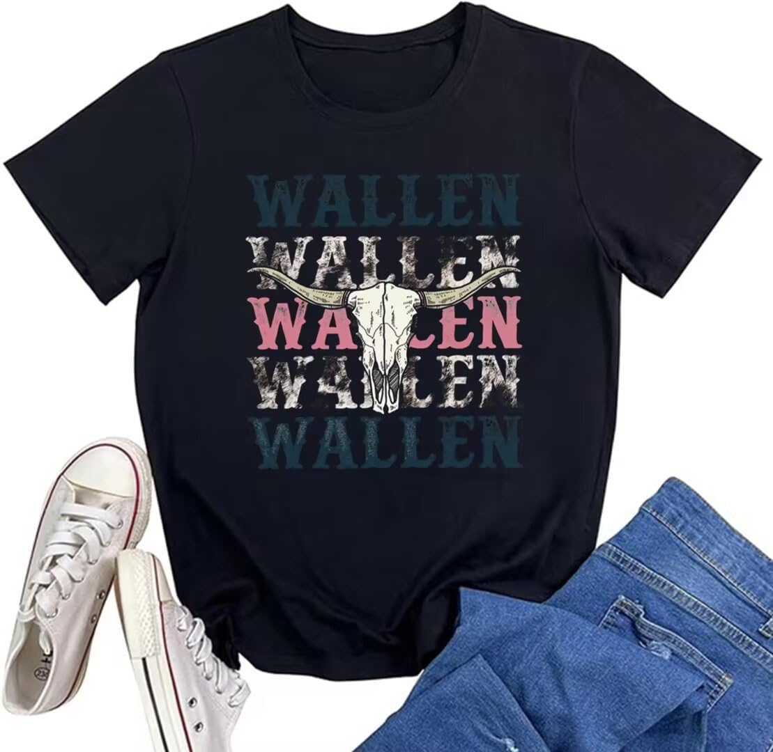 Nashville Country Concert Music T Shirts for Women Guitar Eagle Wing Graphic Short Sleeve Vintage Casual Girl Tee Tops