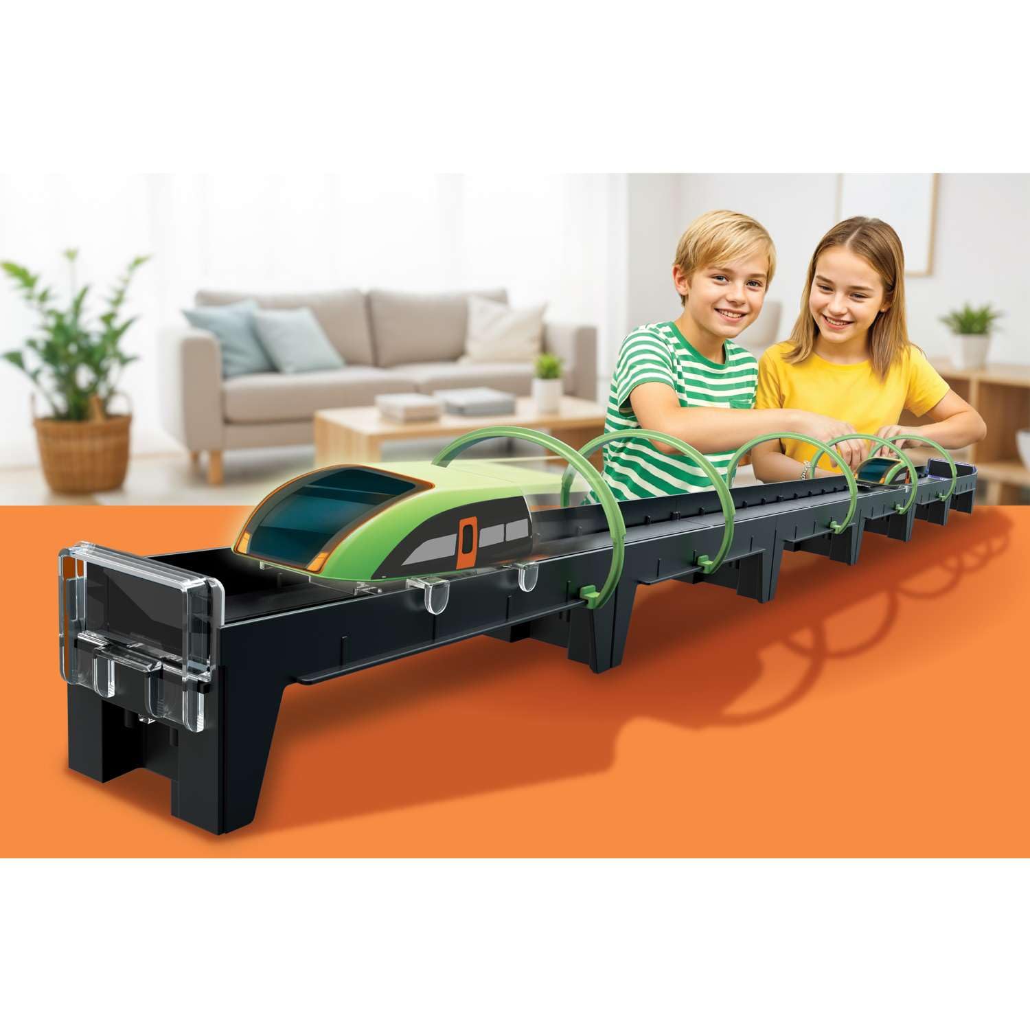 4M KidzLabs Magnetschwebezug mit magnetischer Schiene, 127 cm, Physik-SSTEM-Experiment, Hochgeschwindigkeitszug mit Lichtern, Wissenschaftsset für Kinder ab 5 Jahren
