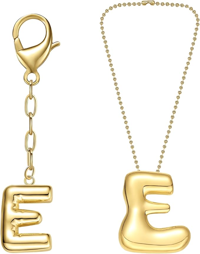 COTATI Gold Plated Bubble Letter Keychain for Women Initial Monogram Pendant Charm Keychains for Bag Handbags Purse