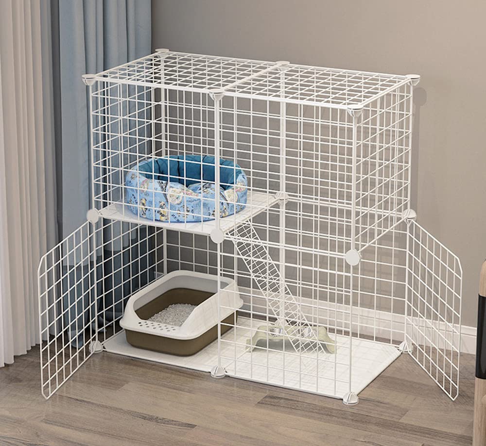 BePrincess DIY Pet Playpen, Animal Cage Portable pet panels,Pigs, Rabbits,Dog Cage,Cat Cage Crate Fence Tent for Indoor Outdoor (STYLE C, WHITE)