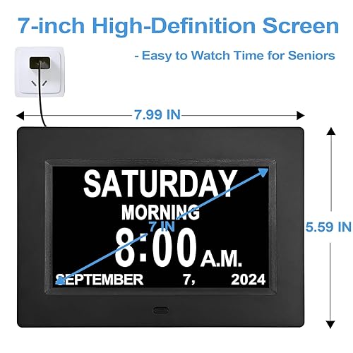 JALL 2024 New Digital Calendar Dementia Day Clock, 7