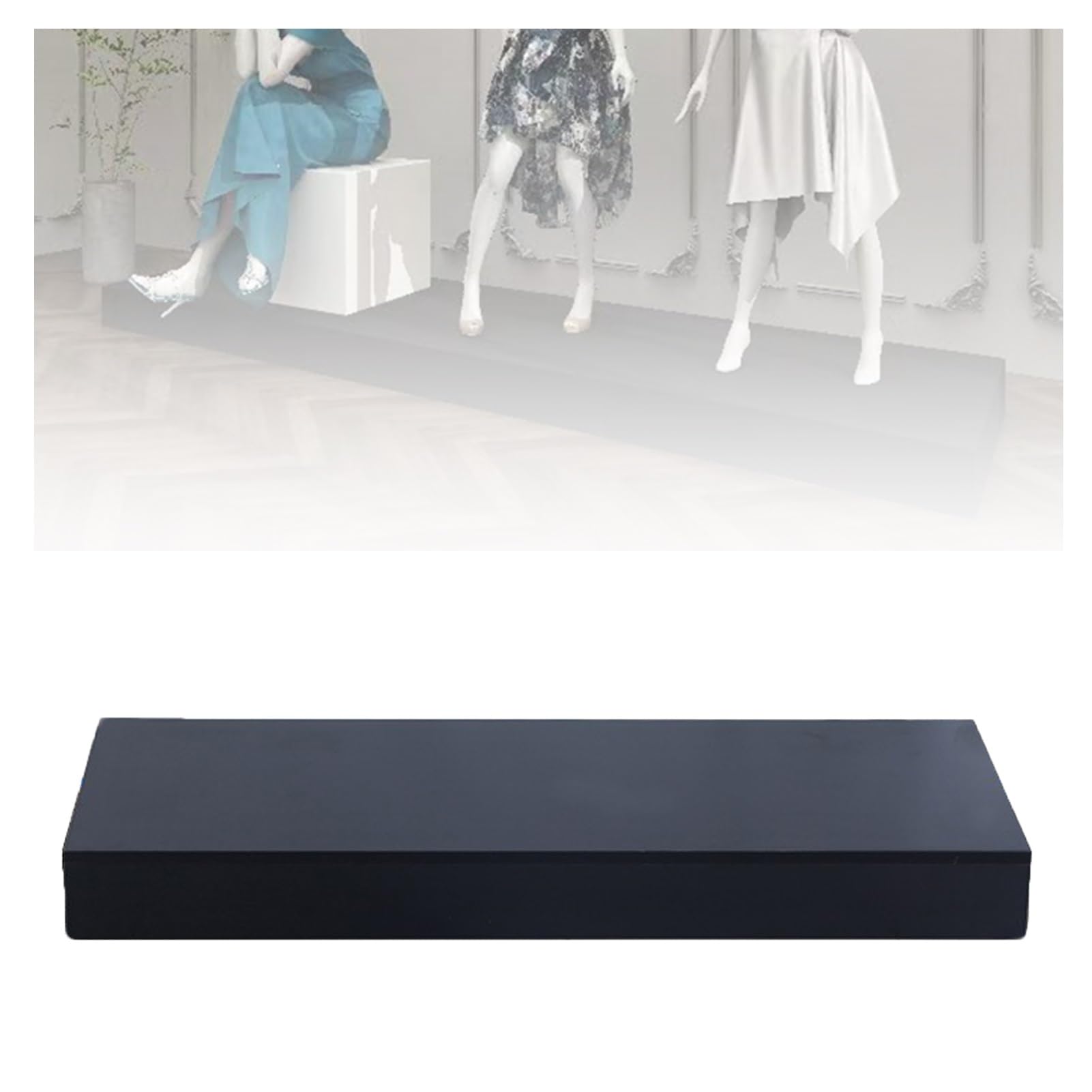 Piedistallo quadrato nero per negozi da sposa e negozi al dettaglio, 100 x 40 x 10 cm, perfetto per vetrine di prodotti e mostre di fumetti
