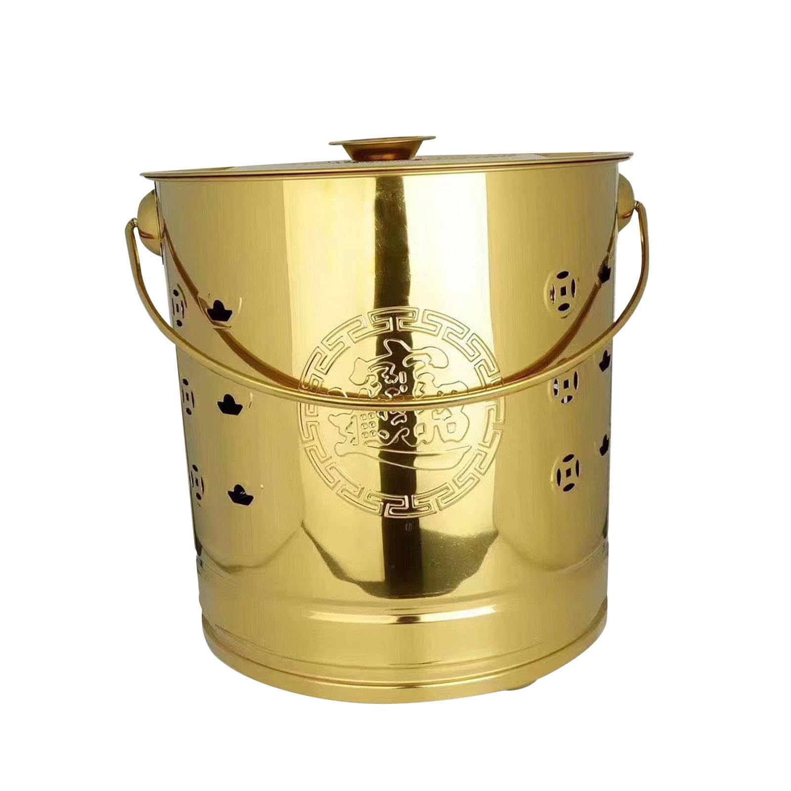 SECRET DESIRE™ Burning Bucket Portable Paper Burn Barrel Burning Paper Bucket Fire Basin Gold-image-38