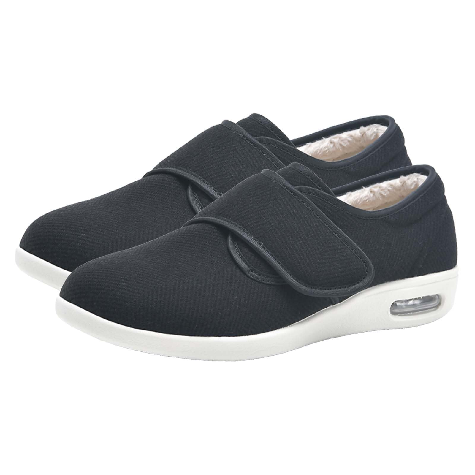Zapatillas Juanetes Mujer Calzado Diabeticos Hombre Calzado Ligero Zapato Juanete Zapatos Grandes obesos para Hombres y Mujeres Zapatillas con Adhesivo Ajustable,Negro,43 EU