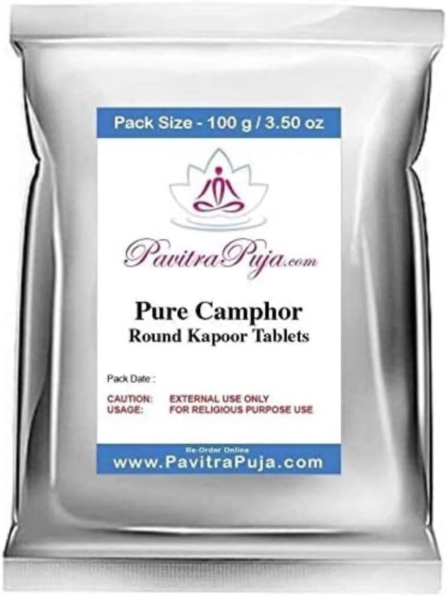 Camphor Tablets from India - 100 Grams - 32 Tablets - For Religious Worship