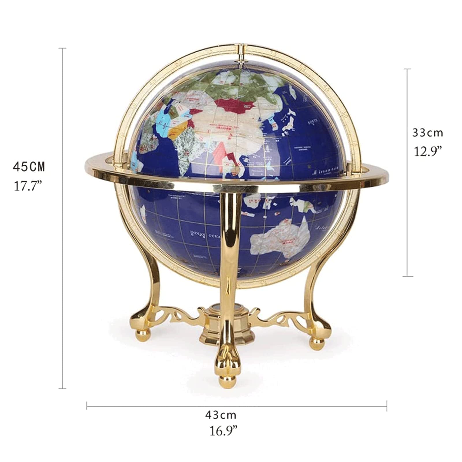 POCHY Mappamondi Globo con Staffa in Lega di Zinco Globo Mondiale Globi geografici retrò Fatti a Mano per Soggiorno Globi da Ufficio Fine e Chiaro