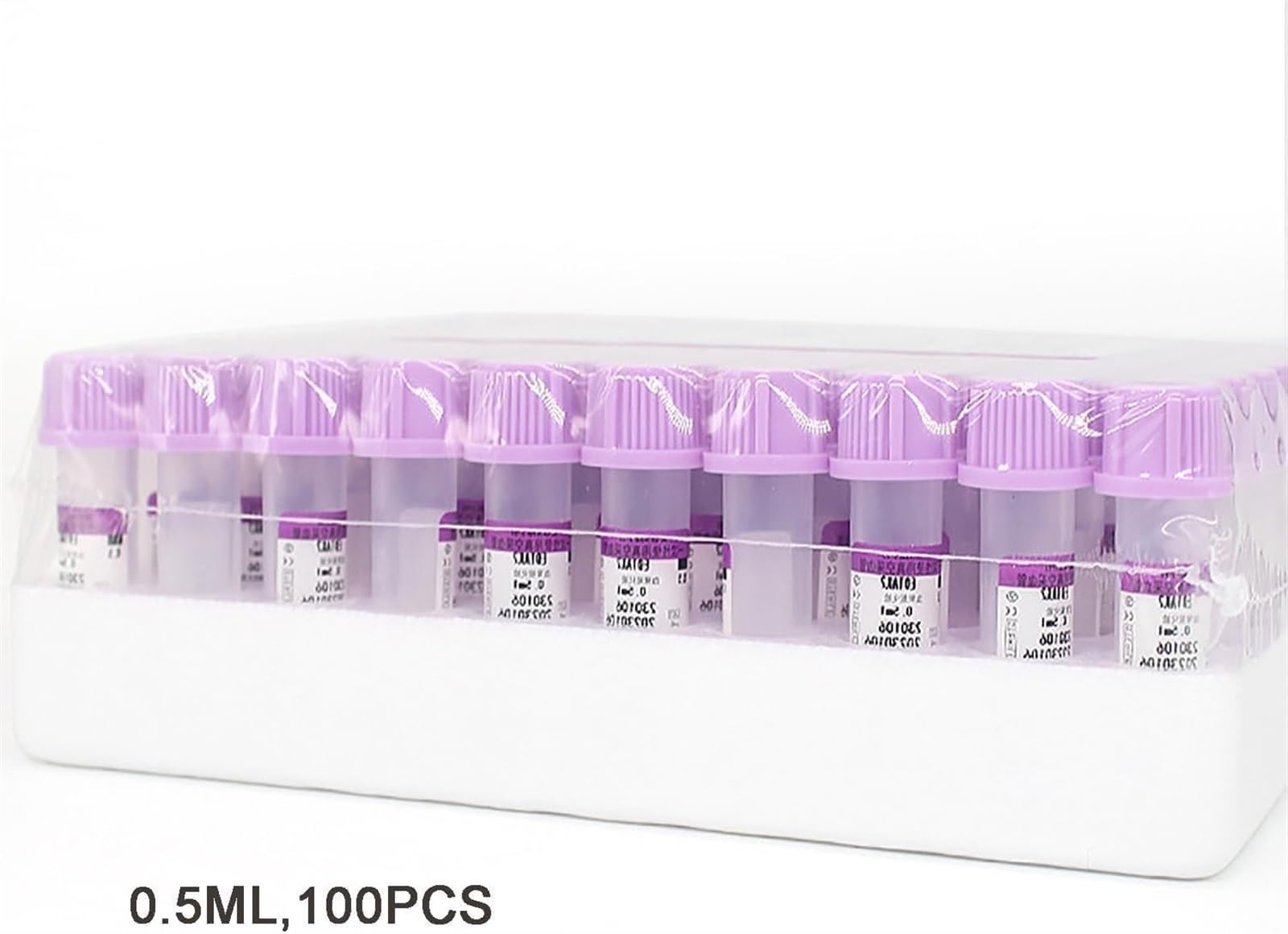 Vakuum-Blutentnahmeröhrchen für Veterinärlabore, 100 Stück 0,5 ml Vakuum-Blutentnahmeröhrchen, EDTA-Blutröhrchen aus Kunststoff, Laborröhrchen, Mikrovolumen-Peripherie-Blutentnahmeröhrchen für Tierkli