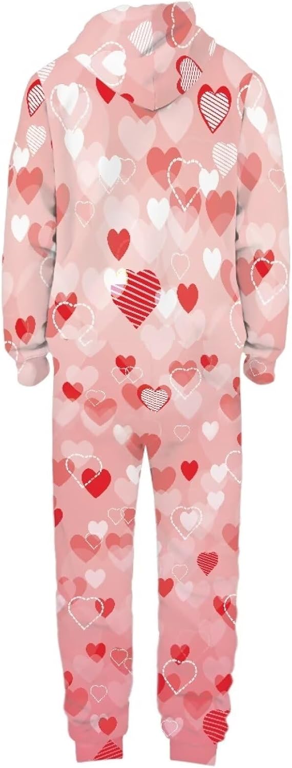 Xhuibop Unisex Onesies Long Sleeve Hooded Jumpsuit Adults Romper Pajamas Plus Size