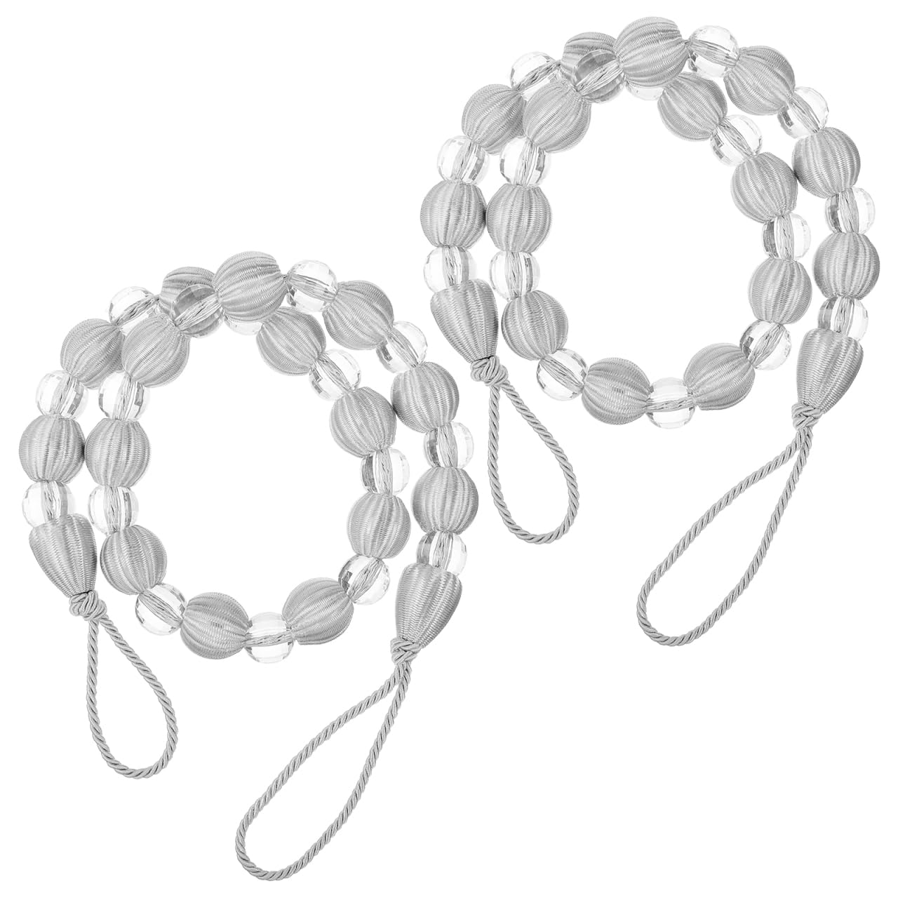 Luxshiny Crystal Beaded Curtain Tiebacks 2 Pack Silver Window Holdbacks